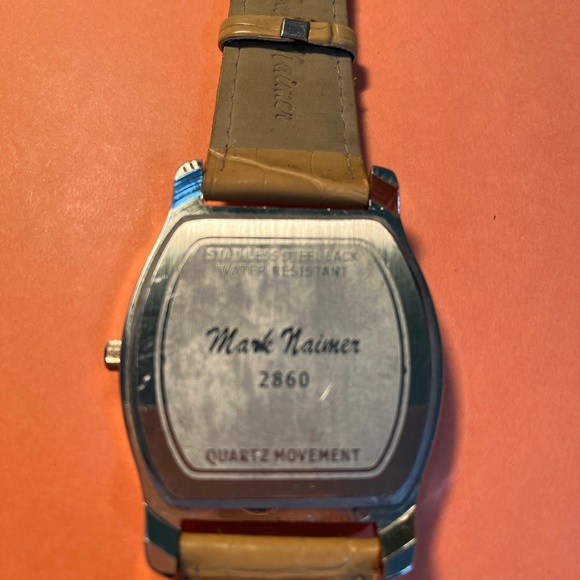 Mark Naimer Quartz Watch White Dial with Tan Accents, Tan Leather Band, Oversize - Picture 3 of 12